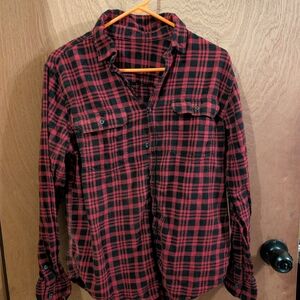Red and Black Plaid Flannel Shirt